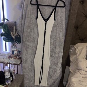 White and Black Button-Down Dress